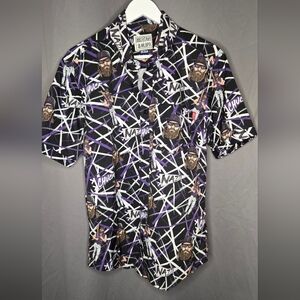 Bold Vintage-Inspired “Chuck Nasty” Graphic Button-Down Shirt – Size MEDIUM